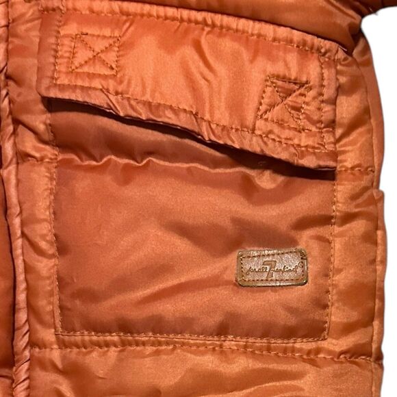 7 For All Mankind Toddler 24M Puffer Coat Rust Orange Hooded Faux Fur Winter - Picture 2 of 8